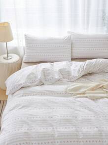 Bộ ga trải giường 3 món in hình hoa anh đào (không bao gồm chăn bông), đồ dùng cho ký túc xá/chuẩn bị cho năm học mới. - trắng - Xem 2