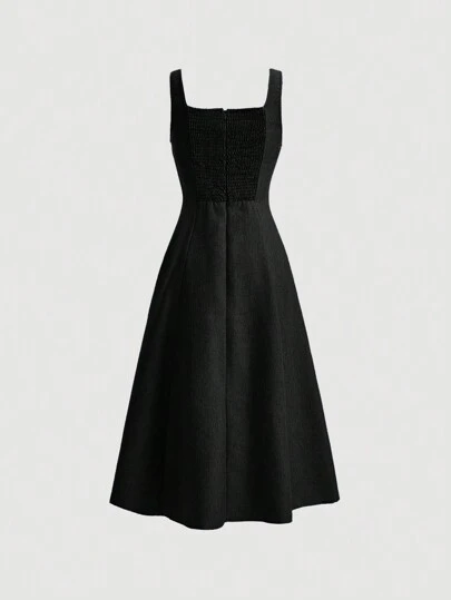 SHEIN MOD Robe Femme Sans Manches À Encolure Carrée Unie