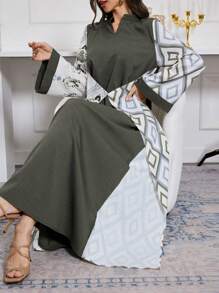 Al Najma 女式拼布缺口领长衬衫 - 綠色 - 查看 4