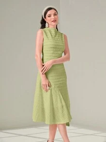 Modelyn 女士無袖純色日常裙