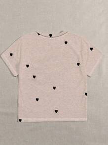 SHEIN LUNE 大码女式浪漫心形印花休闲短袖 T 恤夏季 - 彩色 - 查看 2