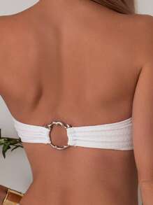 SHEIN Swim Damen ärmellose Bikini-Set mit einfarbigem Trägerteil für Strand und Sommer