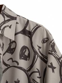 ROMWE MEN Street Life Men Allover Cartoon Graphic Shirt Without Tee - Multicolor - View 3