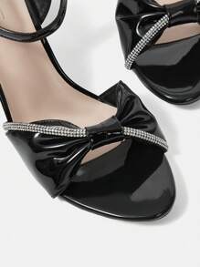 Sandalias De Tacón Alto Y Punta Fina Con Diamantes De Imitación Para Mujer - Negro - Ver 5