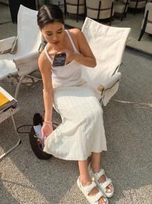 DAZY Chân váy thẳng họa tiết trơn, Quần áo mùa thu - trắng - Xem 7