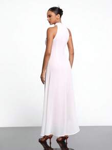 TRANG DUONG Designer Two-Layers Chiffon Summer Elegant Dress, New Year Eve Outfit, For Holiday, Party, Festival - Pink - View 2