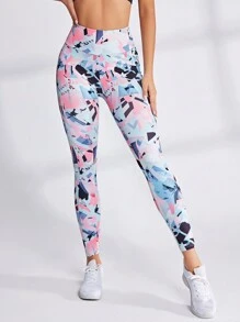 Core Rhythm Women's Geometric Printed Sports Leggings With Side Pockets Yoga Pants