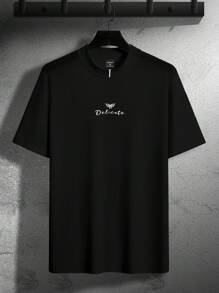 Manfinity Homme Men's Letter Print Short Sleeve T-Shirt - Black - View 4
