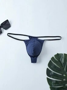 Men's Elastic Soft Sexy Underwear, Temptation T-Back And U-Shaped Pouch, Low Rise, Blue - Blue - View 7