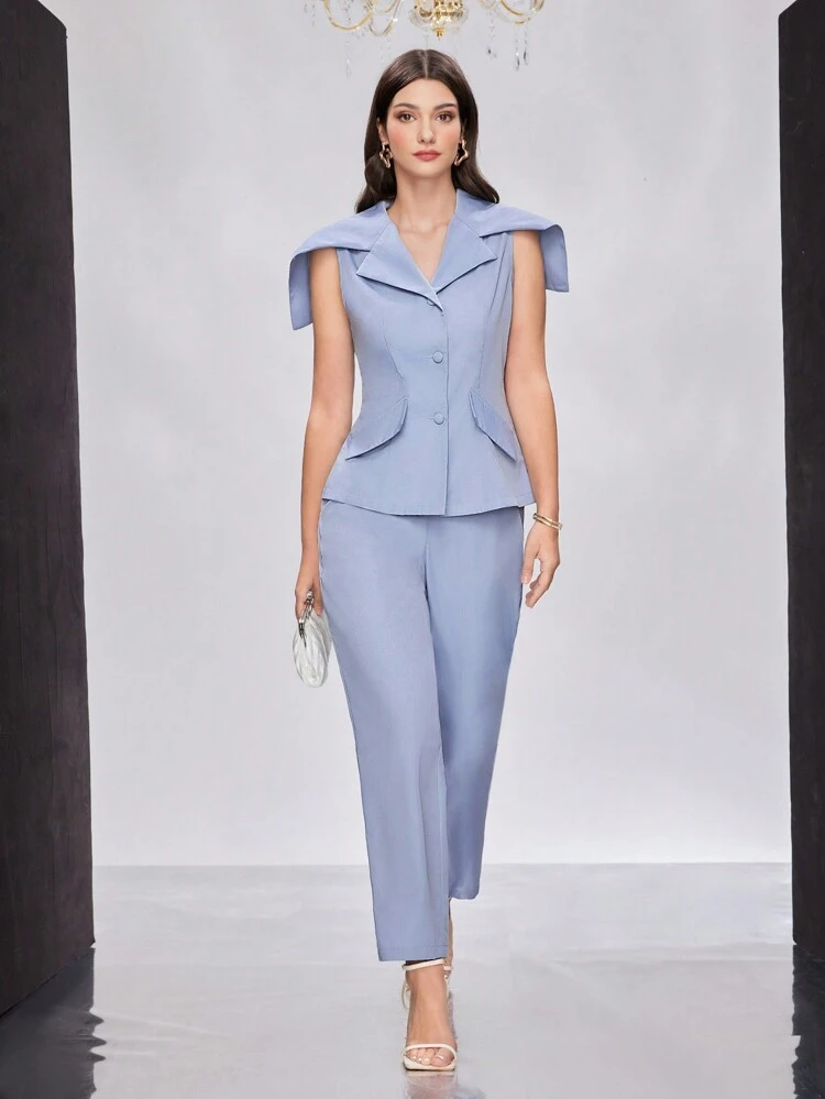 Women's Elegant Solid Color Casual Two-Piece Set