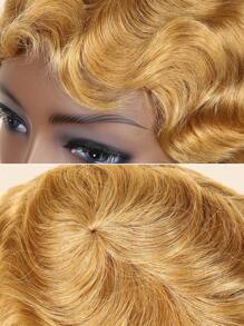 150% Density 3 Inches Retro Short Bob Full Machine Wefted Human Hair Wig Cap Halloween Costumes - S27 - View 5