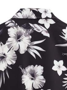 ROMWE MEN Street Life Guys Floral Print Shirt Without Tee - Multicolor - View 3