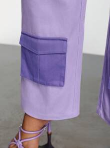 Ruben Ortiz 设计师款双色棉质裤子，适合夏季，100% 纯棉，假日、度假、节日、伊比沙岛风格 - 紫色 - 查看 8