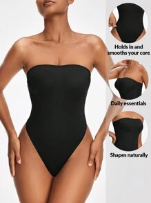 SHAPORA Women's Strapless Thong Bodysuit For Body Shaping - Black - View 1