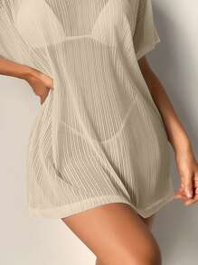 Swim Vcay Summer Beach Ladies' Solid Color Sheer Fashion Cover Up