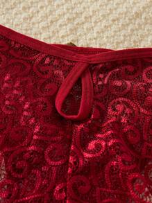 5pcs/Set Lace Triangle Panties With Bow Decoration Lingerie Bow Tie - Multicolor - View 5