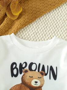 Baby Boy 2sets Bear Print Tee & Striped Print Sweatpants - Multicolor - View 5