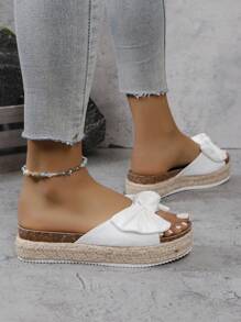 Nouveautés De Printemps 2024 Sandales À Plateforme Grande Taille Pour Femmes, Style Européen Et Américain, Conçues Pour Une Utilisation En Extérieur - Blanc - Voir 6