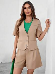 Aveloria Ladies' Solid Color Casual Suit, 2 Pieces Set