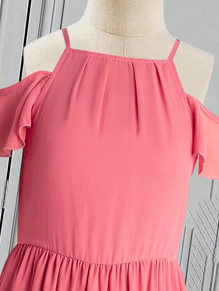 Teen Girl Elegant Cold Shoulder Dress