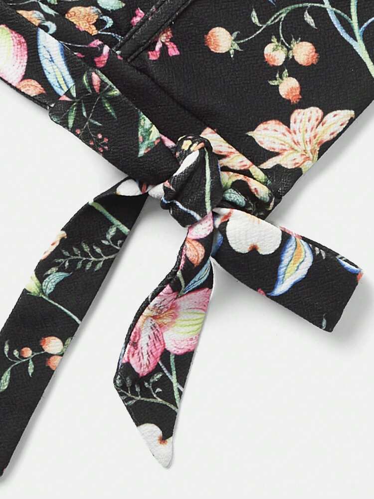 Women's Vacation Style Floral Printed Ruffle Hem Tank Top