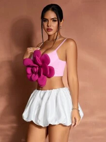 SHEIN Unity Haut De Camisole Féminin Avec Des Détails Exagérés De Fleurs En 3d - Rose bonbon - Voir 6