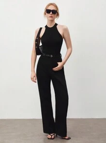 BizChic 休閒簡約風格女款無袖針織上衣 - 黑色 - 查看 1