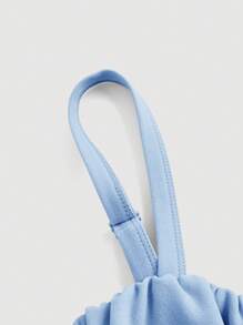 SHEIN MOD 女式纯色前褶系带无袖连衣裙 - 藍色 - 查看 3