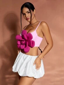 SHEIN Unity Haut De Camisole Féminin Avec Des Détails Exagérés De Fleurs En 3d - Rose bonbon - Voir 3