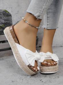 Nouveautés De Printemps 2024 Sandales À Plateforme Grande Taille Pour Femmes, Style Européen Et Américain, Conçues Pour Une Utilisation En Extérieur - Blanc - Voir 2