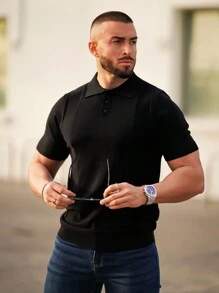 Men Golf Polo Shirts Dry Fit Short Sleeve - Black - View 1