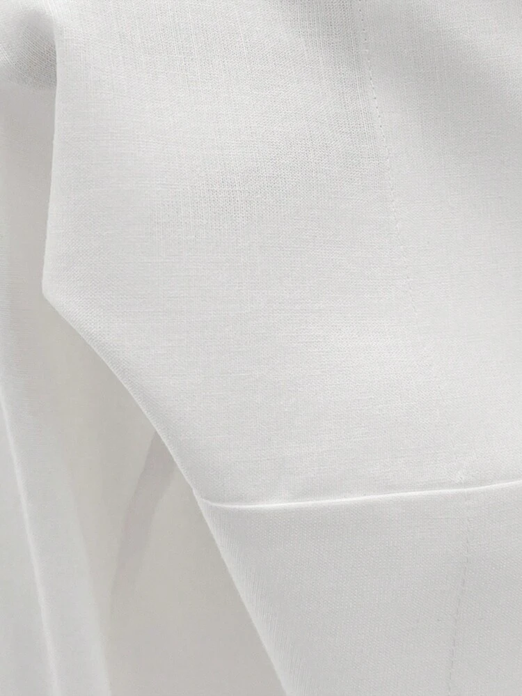 Solid Color Button Detail Flared Pants, Long