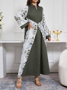 Al Najma 女式拼布缺口领长衬衫 - 綠色 - 查看 8