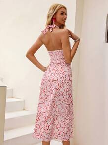 GENKIRA Women Dresses Backless Criss Cross Tie Back All Over Print - MultiWarna - View 2