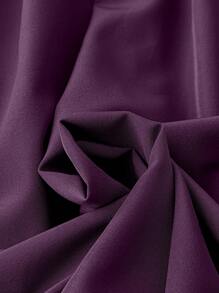 Plus Size Solid Color Round Neck Pleated Casual Shirt Fall Cloth For Women - Purple - View 4