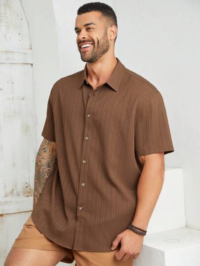 EASEVO Camisa básica casual de manga corta con botones para hombres de talla grande, ideal para vacaciones