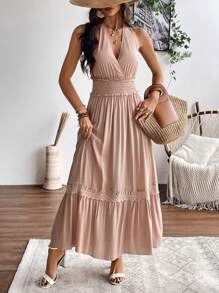 SHEIN Clasi Jednolity kolor Damski Talia Pakowanie Dekolt Halter Wiązanie Sukienka Swing