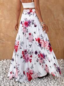 EURMUSE 長版花卉百褶裙 - 彩色 - 查看 2