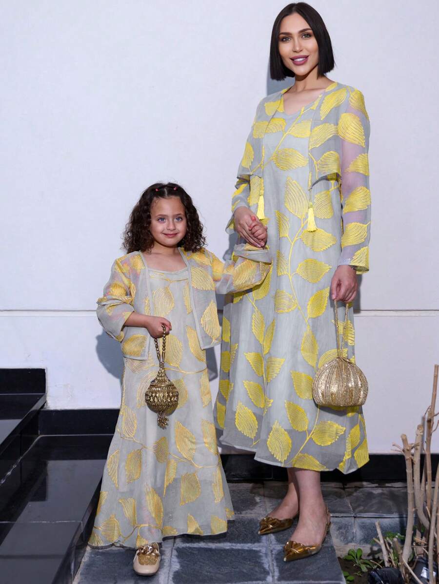 Al Najma 植物繡花裙 - 灰色 - 查看 1