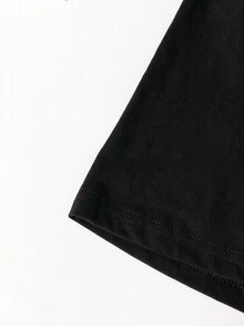 Women's Casual Letter Print Short Sleeve Crew Neck T-Shirt - Black - View 3