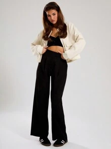 MUSERA Solid Flap Pocket Bomber Jacket - White - View 3