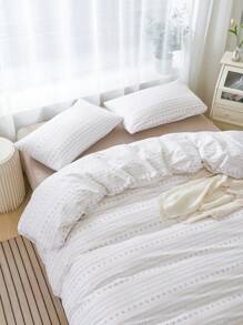 Bộ ga trải giường 3 món in hình hoa anh đào (không bao gồm chăn bông), đồ dùng cho ký túc xá/chuẩn bị cho năm học mới. - trắng - Xem 8