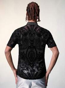 FeverCity Men's Knitted Leisure Contrast Mesh Short Sleeve Shirt