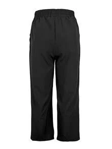 女士纯色松紧腰口袋休闲裤 - 黑色 - 查看 2