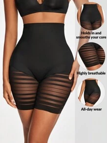 SHAPORA Women's Mesh Panel Body Shaper Shorts - Black - View 1