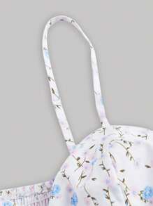 SHEIN MOD Women's Doll Camisole With Floral Patterned Bust Cups