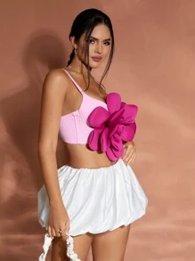 SHEIN Unity Haut De Camisole Féminin Avec Des Détails Exagérés De Fleurs En 3d - Rose bonbon - Voir 4
