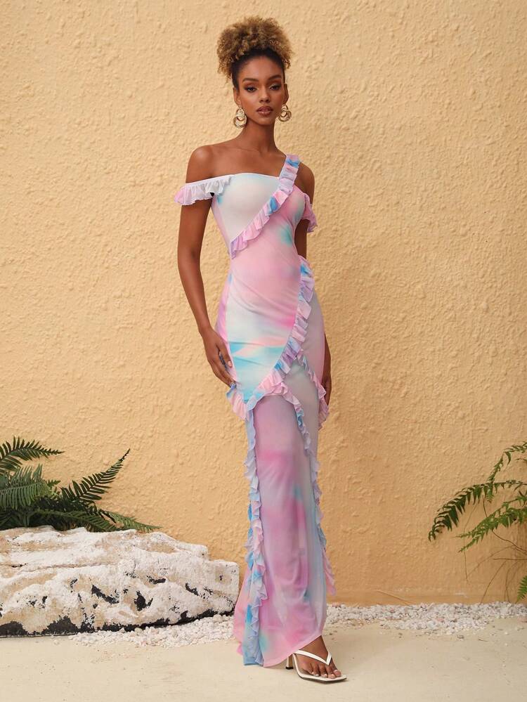 Designer Boho Bohemian Printed Mesh Long Summer Elegant Dress, Outfit For Holiday, Party, Vacation, Spring, Beach, Festival, Ibiza Fits, Wedding Prom Dress