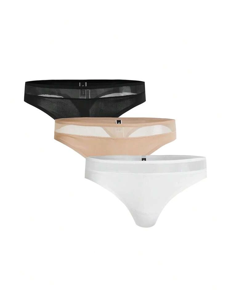 Leisure 3pcs/Pack Solid Color Adhesive Ladies' Thong