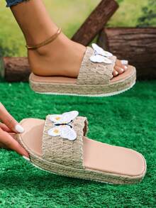 1雙舒適平底拖鞋，2024年新款女鞋 - 白色 - 查看 6